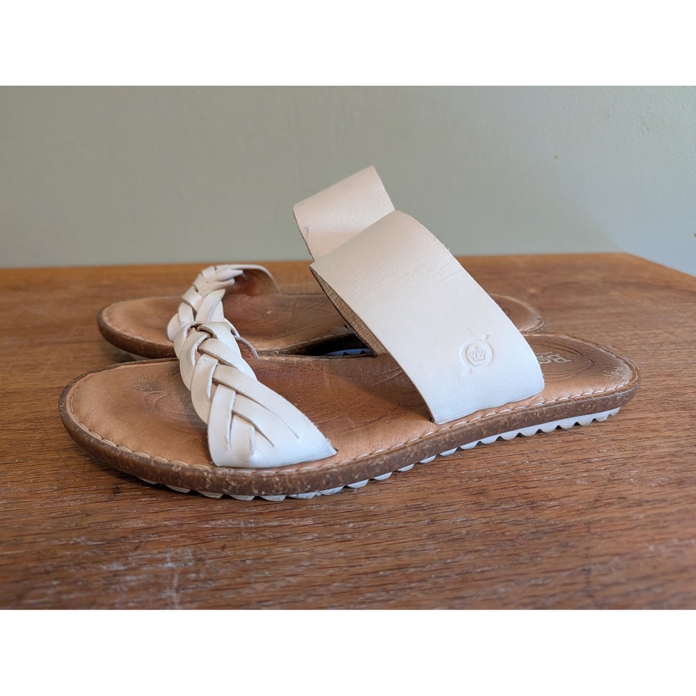 Born White Braided Leather Slide Sandals - Picture 4 of 8